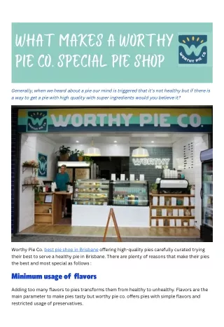 What Makes a Worthy Pie Co. Special Pie Shop