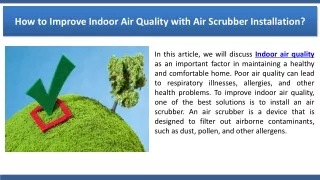 How to Improve Indoor Air Quality with Air Scrubber Installation