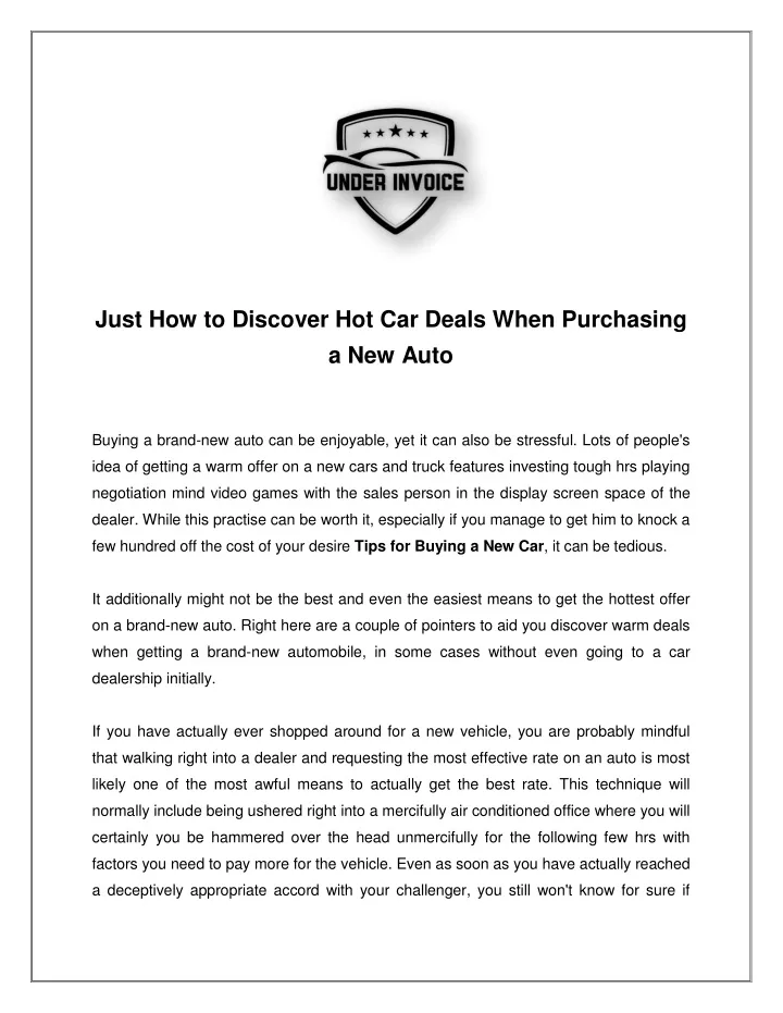 just how to discover hot car deals when