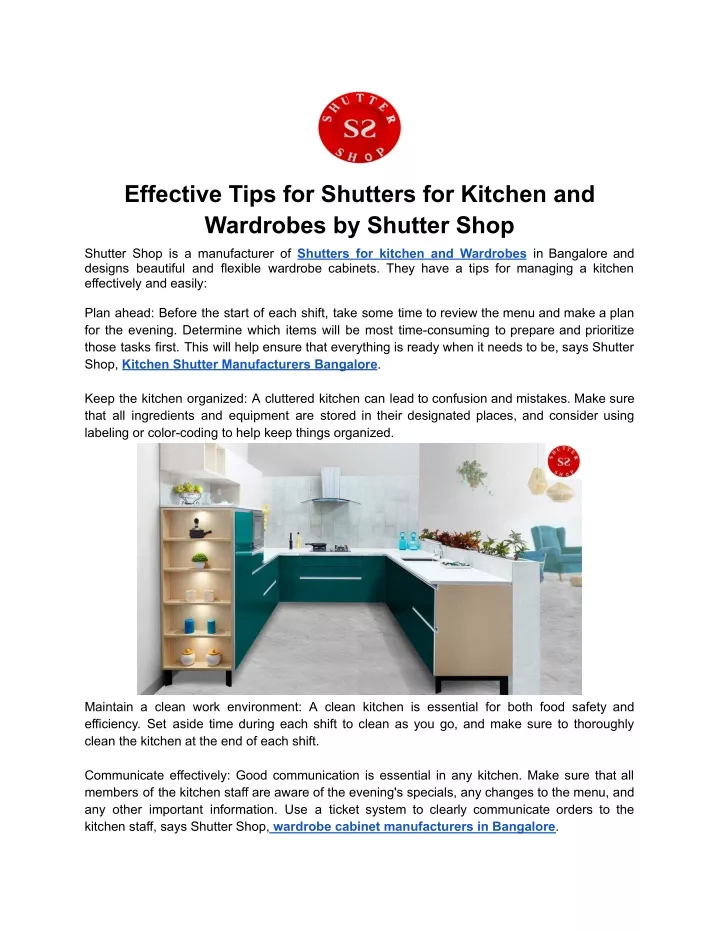 effective tips for shutters for kitchen