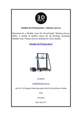 Flexible 3d Printing Resin  3dmeta.com.au
