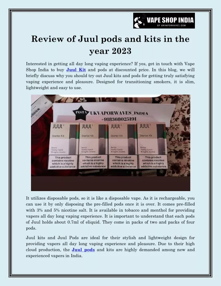 review of juul pods and kits in the year 2023