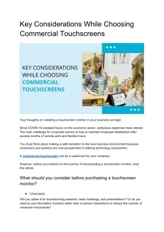 key considerations while choosing commercial
