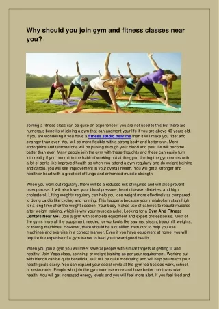 Why should you join gym and fitness classes near you