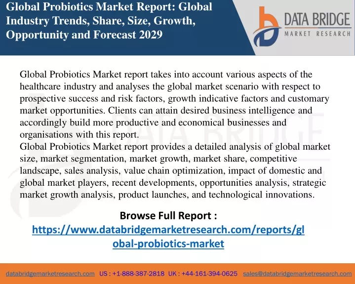 global probiotics market report global industry