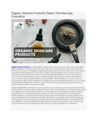 Organic Skincare Products Dawns The New Age Cosmetics