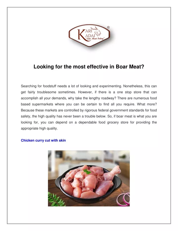 looking for the most effective in boar meat