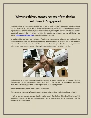 Why should you outsource your firm clerical solutions in Singapore