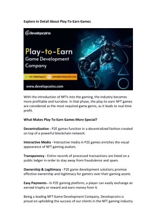 explore in detail about play to earn games