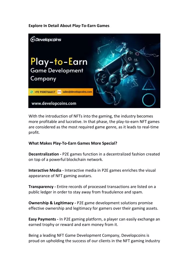 explore in detail about play to earn games