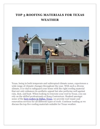 TOP 5 ROOFING MATERIALS FOR TEXAS WEATHER