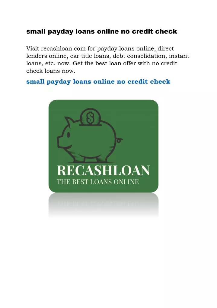 small payday loans online no credit check visit