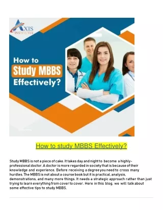 How to study MBBS Effectively