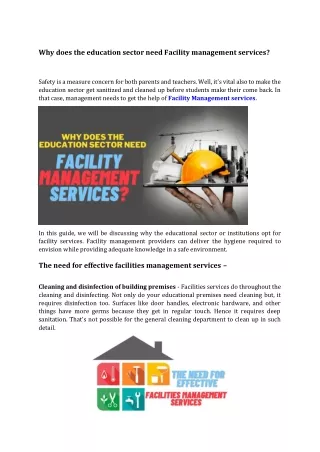 Why does the education sector need Facility management services