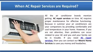 When AC Repair Services are Required