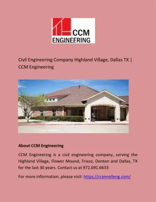Civil Engineering Company Highland Village, Dallas TX - CCM Engineering
