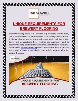 Unique Requirements For Brewery Flooring