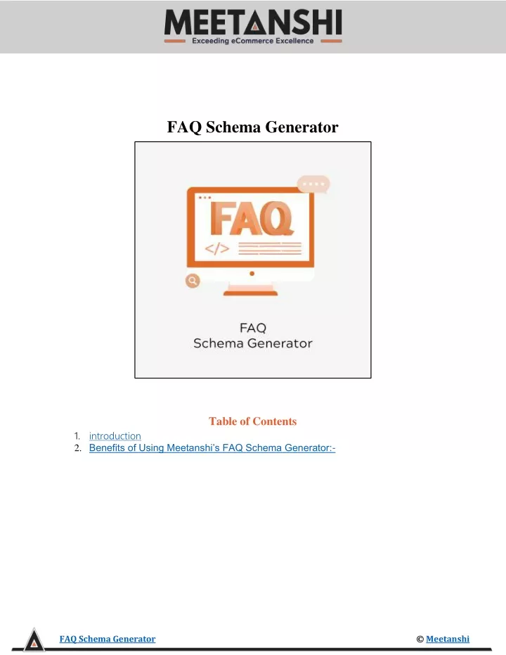 faq schema generator table of contents