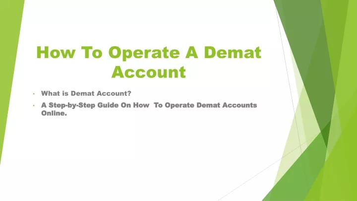 how t o operate a demat account
