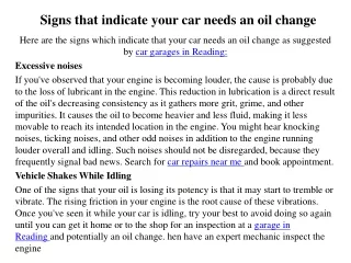 Signs that indicate your car needs an oil change