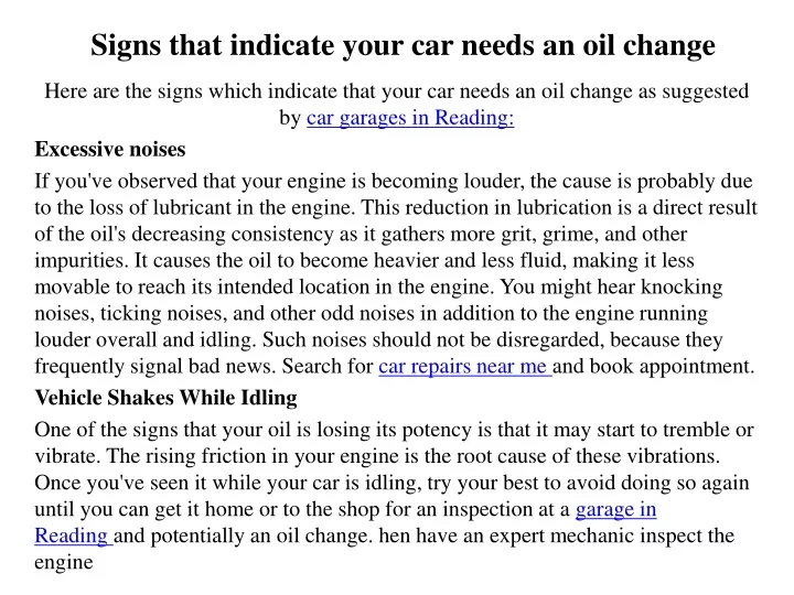 signs that indicate your car needs an oil change