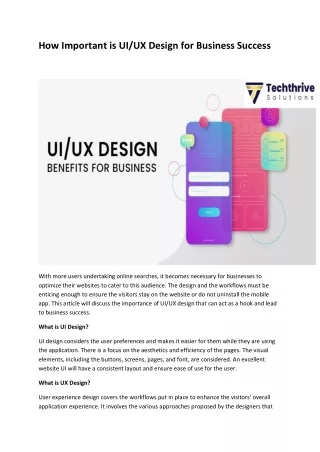 How Important is UIUX Design for Business Success