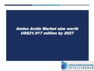 Amino Acids Market size worth US$21.917 million by 2027