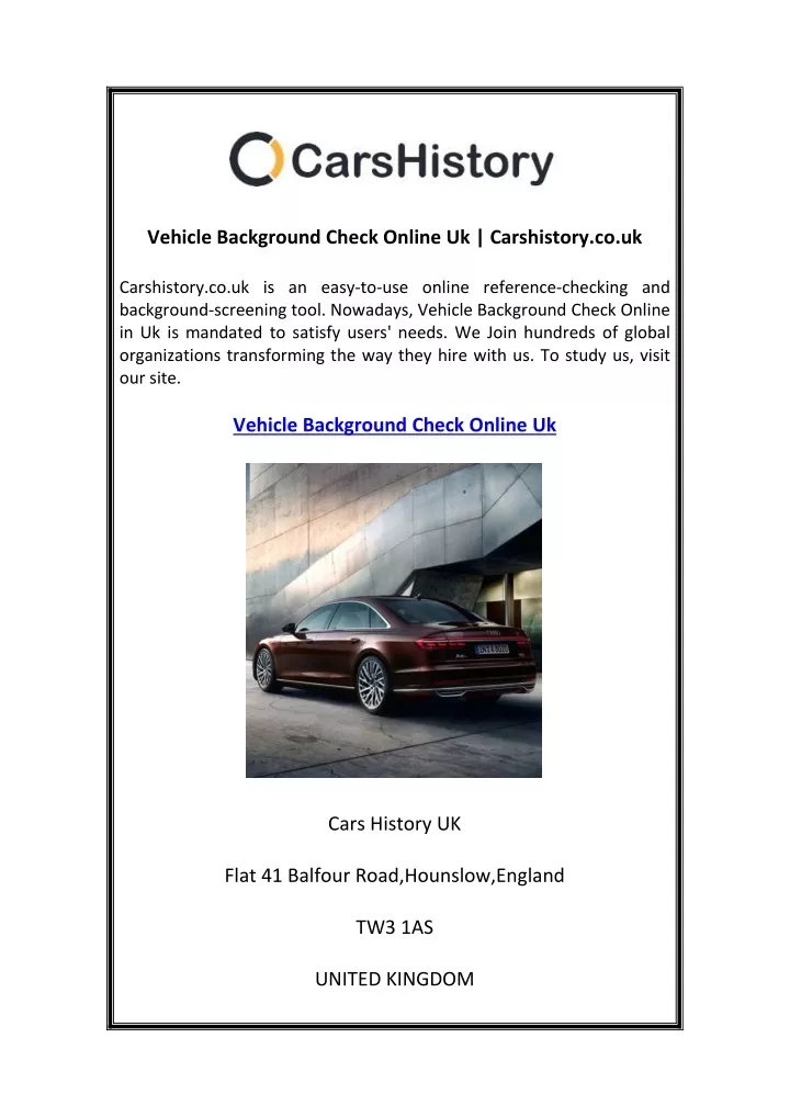 vehicle background check online uk carshistory