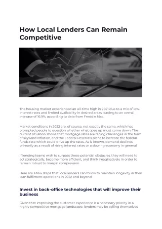 How Local Lenders Can Remain Competitive