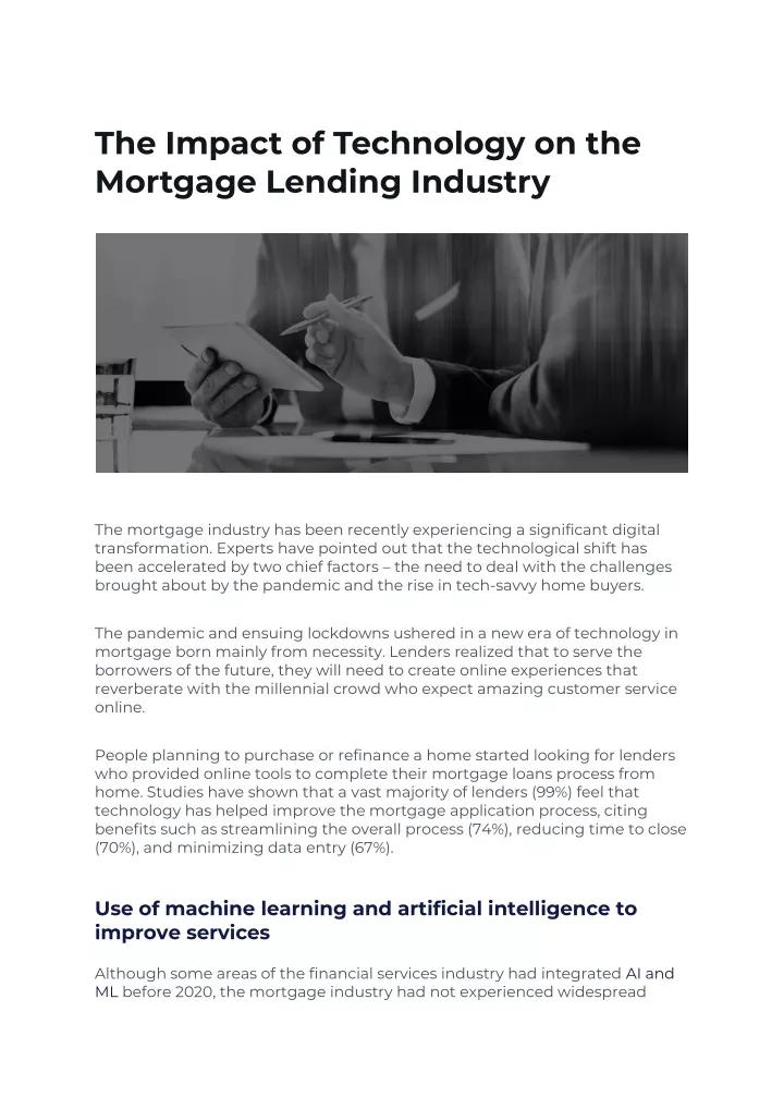 the impact of technology on the mortgage lending