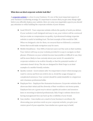 What does an ideal corporate website look like