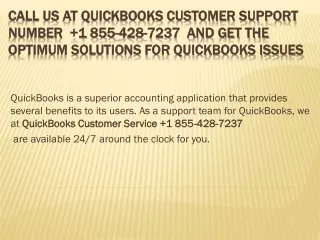 Call us at QuickBooks Customer Support Number   1 855-428-7237