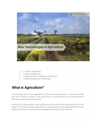 New Technologies in Agriculture | Harisharan Devgan