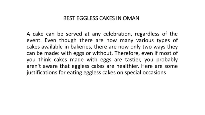 best eggless cakes in oman