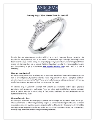 Eternity Rings: What Makes Them So Special?