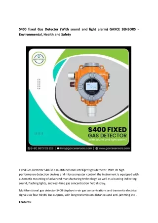 s400 fixed gas detector with sound and light