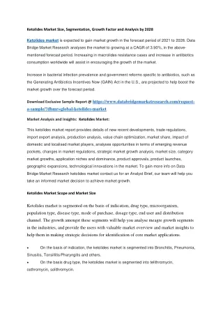 ketolides market size segmentation growth factor