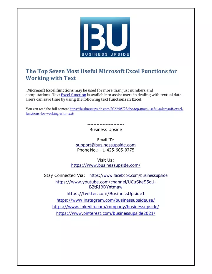the top seven most useful microsoft excel