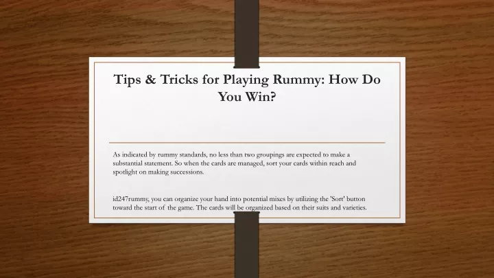 tips tricks for playing rummy how do you win