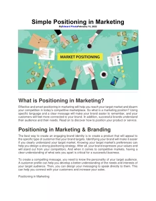 7. Simple Positioning in Marketing