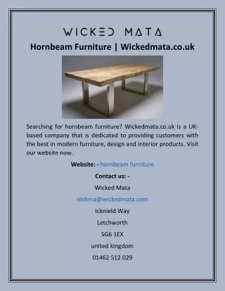 Hornbeam Furniture  Wickedmata.co.uk