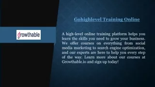 Gohighlevel Training Online | Growthable.io