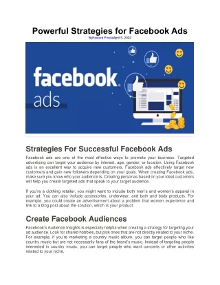 13. Powerful Strategies for Facebook Ads