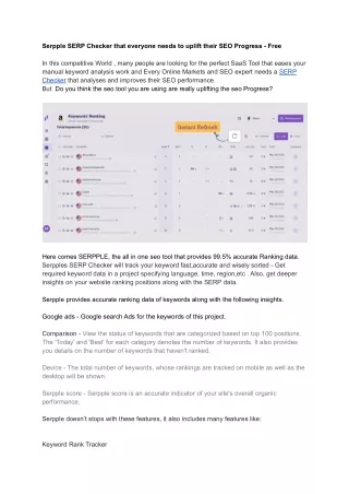 Serpple SERP Checker that everyone needs to uplift their SEO Progress — Free