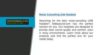 Noise Cancelling Usb Headset  Addasound.com