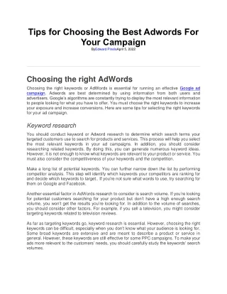14. Tips for Choosing the Best Adwords For Your Campaign