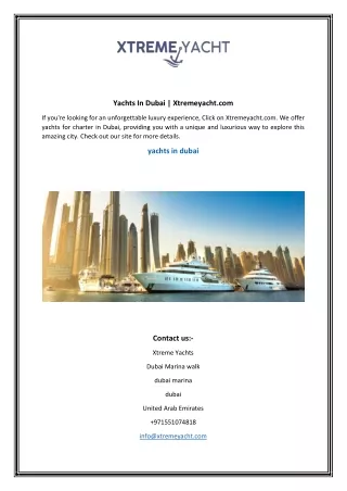 Yachts In Dubai  Xtremeyacht.com