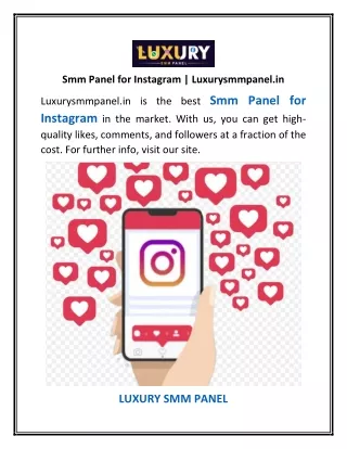 Smm Panel for Instagram | Luxurysmmpanel.in