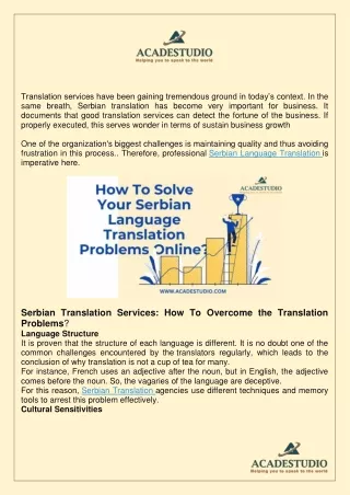 Serbian Language Translation By Acadestudio