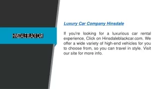 Luxury Car Company Hinsdale  Hinsdaleblackcar.com
